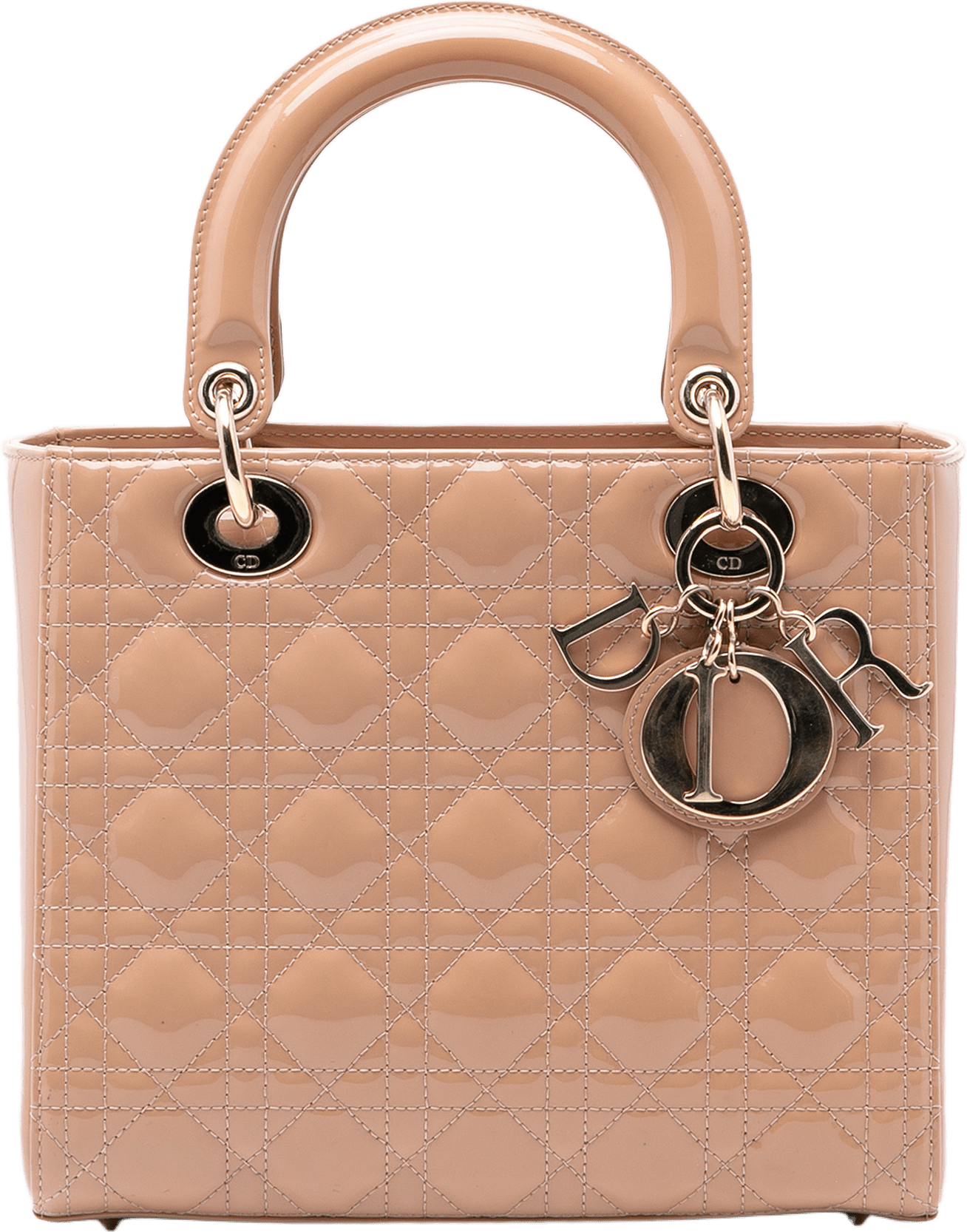 Dior Medium Patent Cannage Lady Dior, från Luxclusif, i färgen nude.