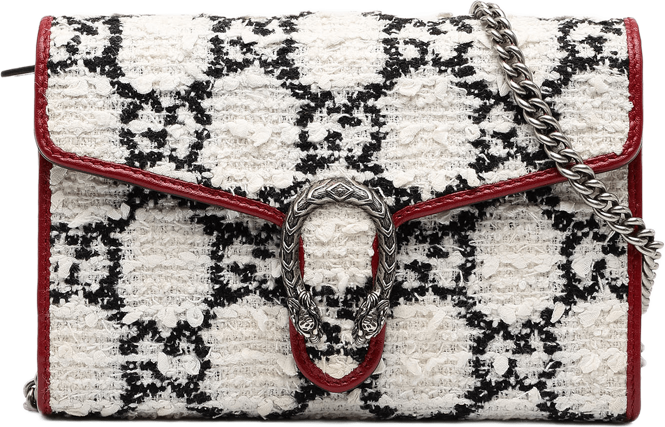 Gucci Gg Tweed Dionysus Wallet On Chain, från Luxclusif, i färgen vit.