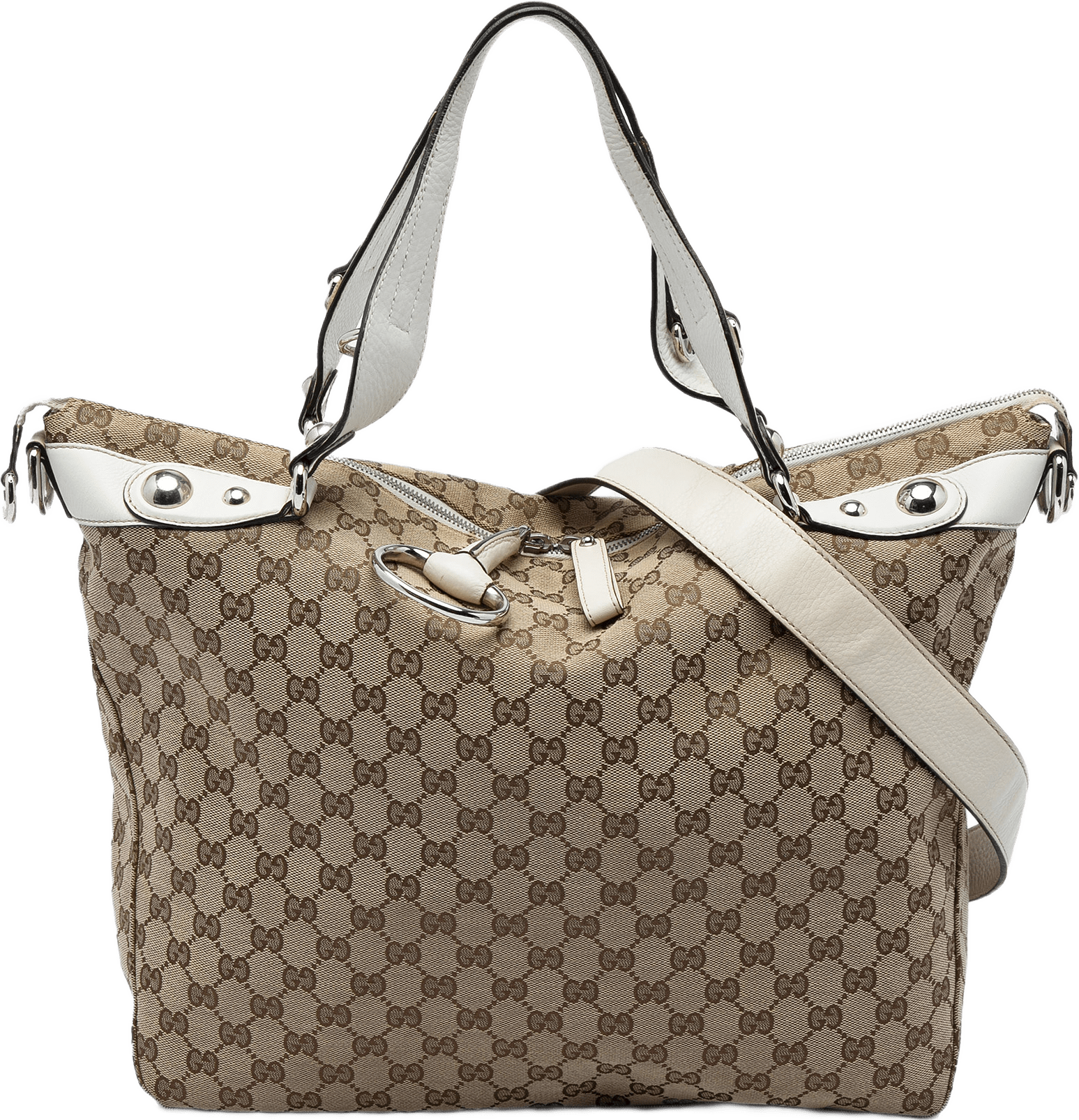 Gucci Gg Canvas Icon Bit Satchel, från Luxclusif, i färgen beige.