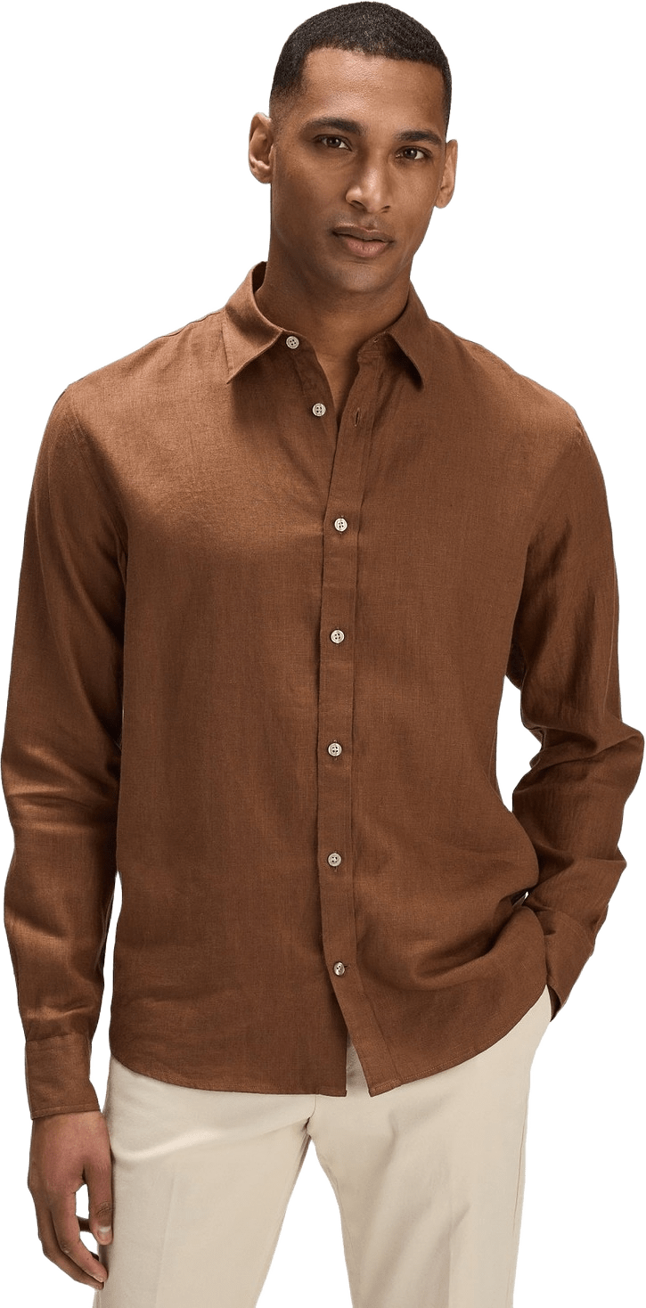 Linen Solid Casual Shirt (aris), från John Henric, i färgen brown.