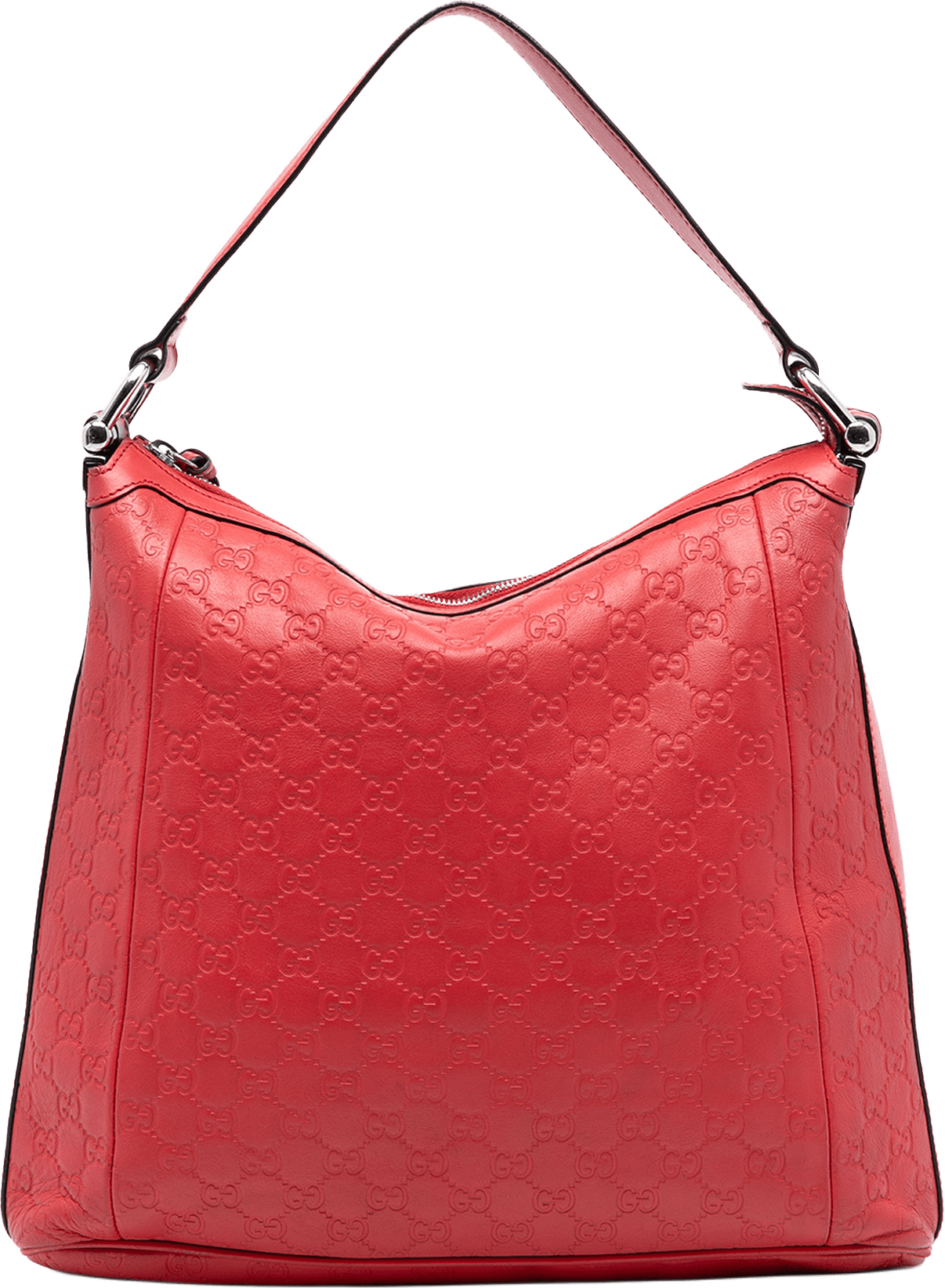 Gucci Guccissima Bamboo D Ring Hobo, från Luxclusif, i färgen red.