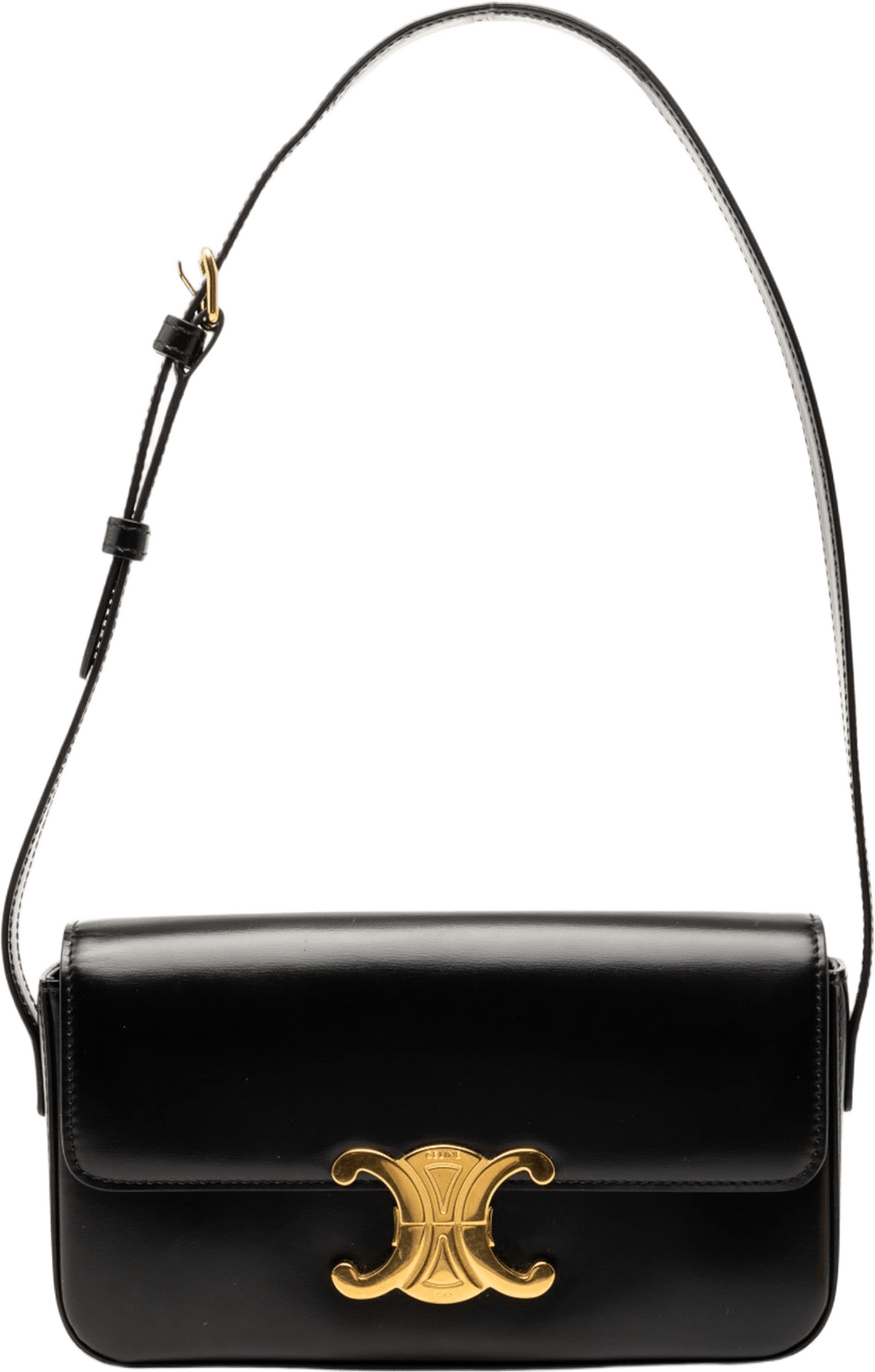 Celine Shiny Calfskin Claude Shoulder Bag, från Luxclusif, i färgen black.