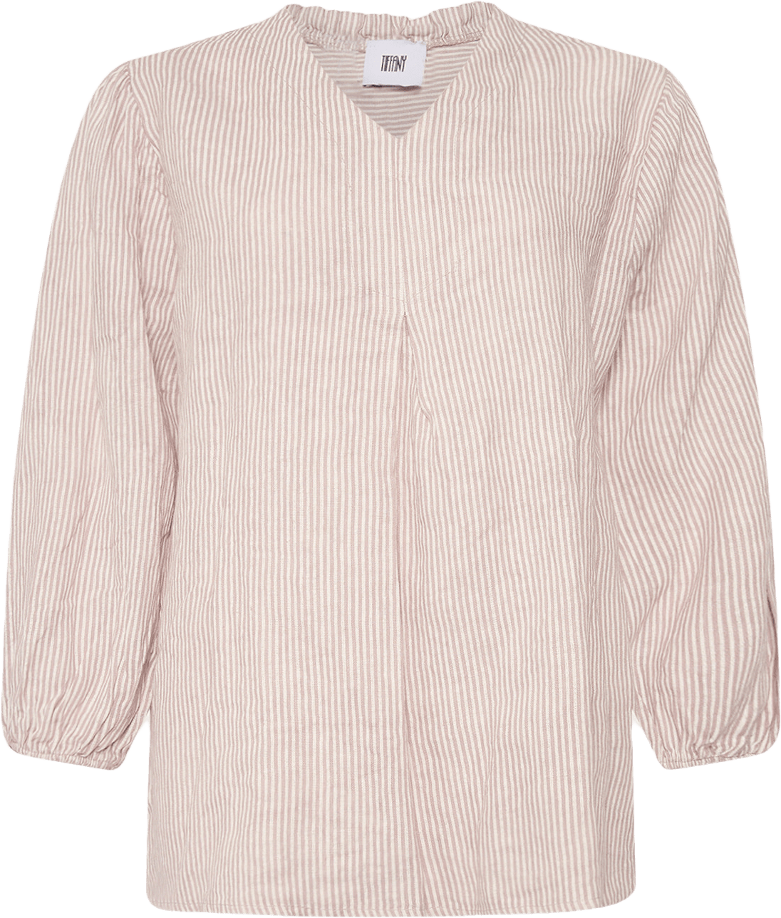 Ella, Blouse Stripe, Linen - Dust Lavender Stripe/cream