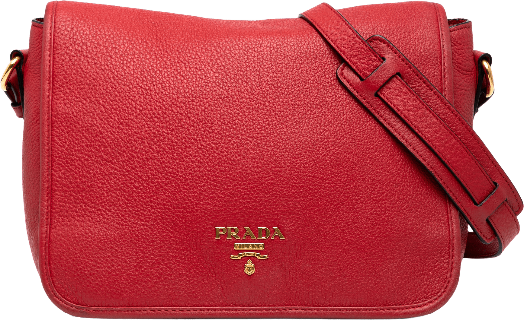 Prada Vitello Phenix Flap Crossbody, från Luxclusif, i färgen red.