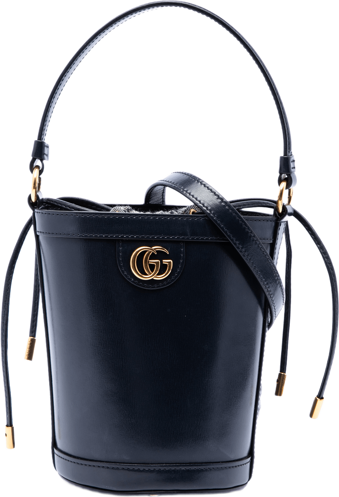 Gucci Mini Calfskin Ophidia Bucket Bag, från Luxclusif, i färgen svart.