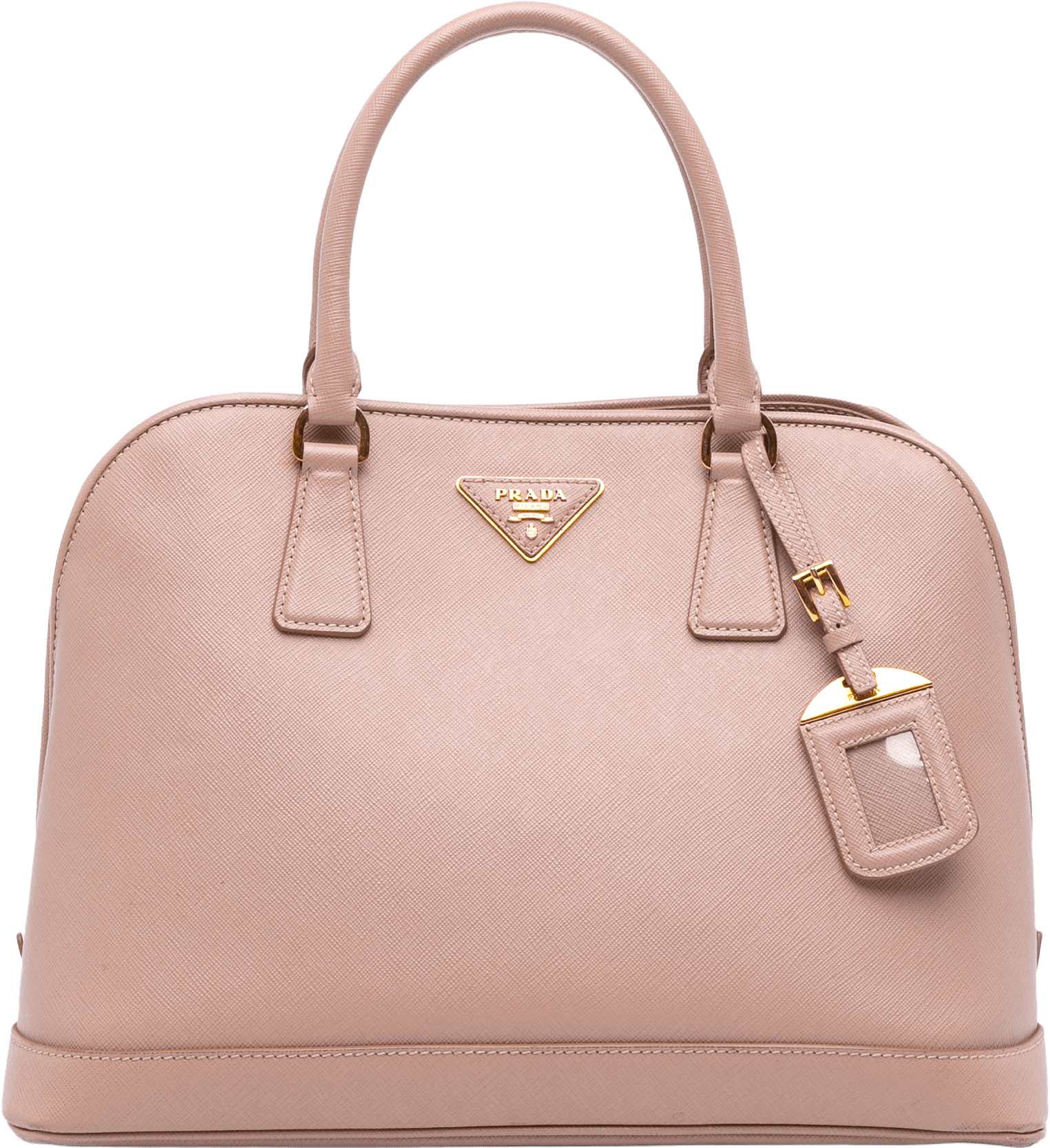 Prada Medium Saffiano Lux Open Promenade Satchel, från Luxclusif, i färgen nude.