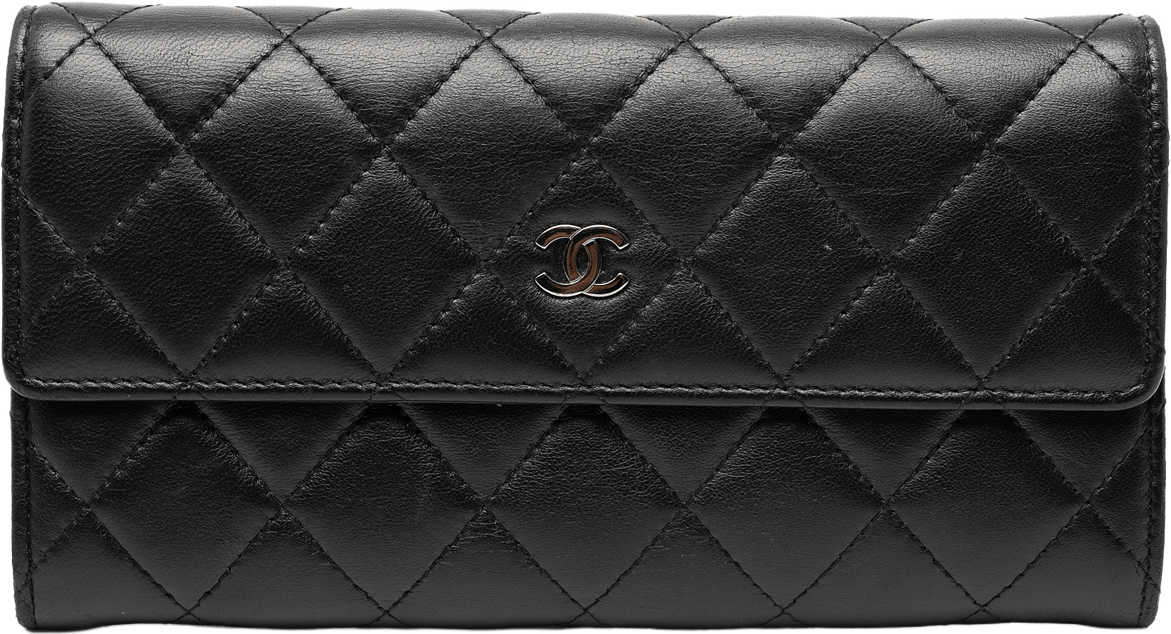 Chanel Cc Quilted Lambskin Long Wallet, från Luxclusif, i färgen black.