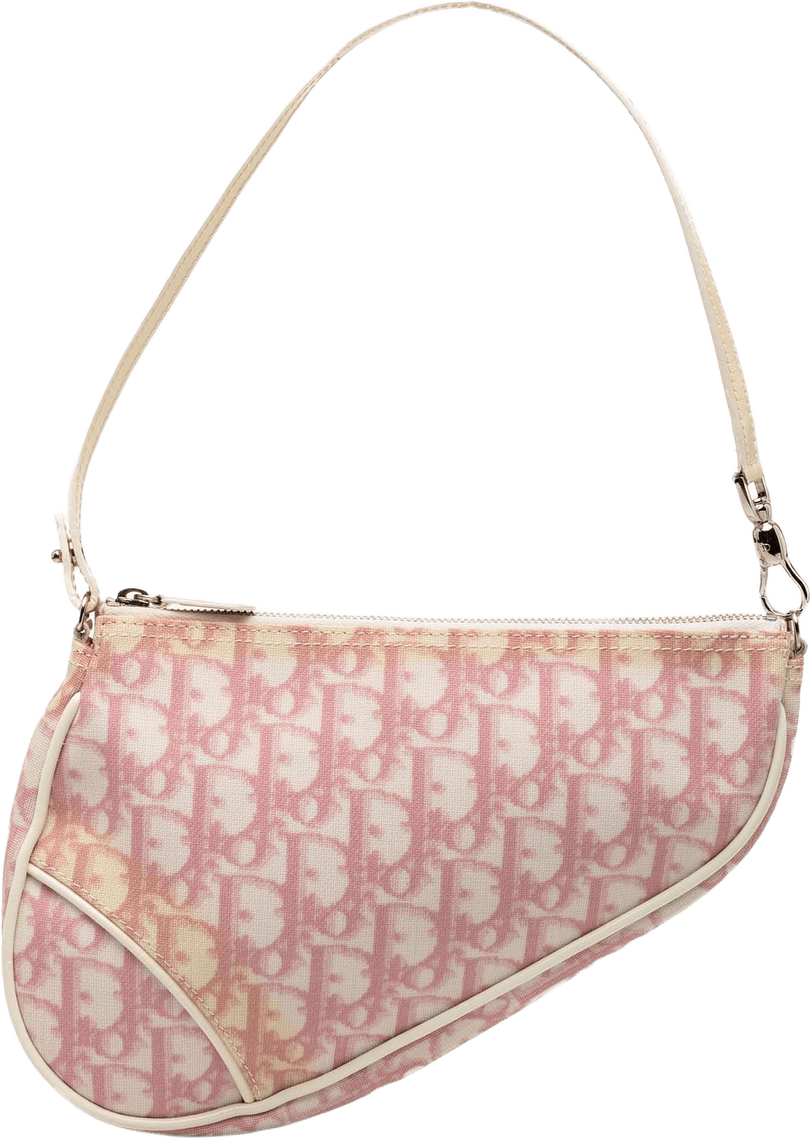 Dior Mini Diorissimo Coated Canvas Saddle Pochette, från Luxclusif, i färgen pink.