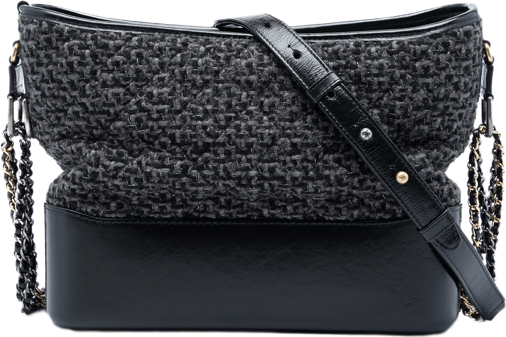 Chanel Medium Tweed And Calfskin Gabrielle Crossbody, från Luxclusif, i färgen svart.