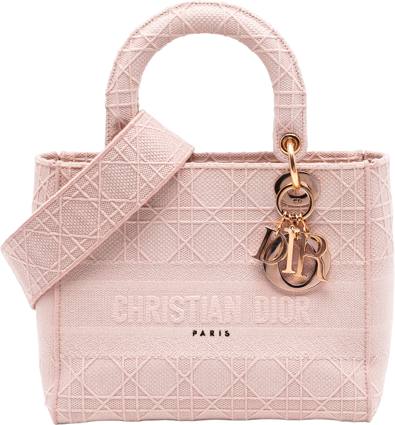 Dior Medium Canvas Cannage Lady D Lite, från Luxclusif, i färgen pink.