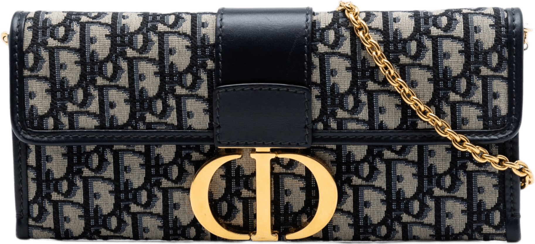Dior Oblique Canvas 30 Montaigne Clutch With Chain, från Luxclusif, i färgen blå.