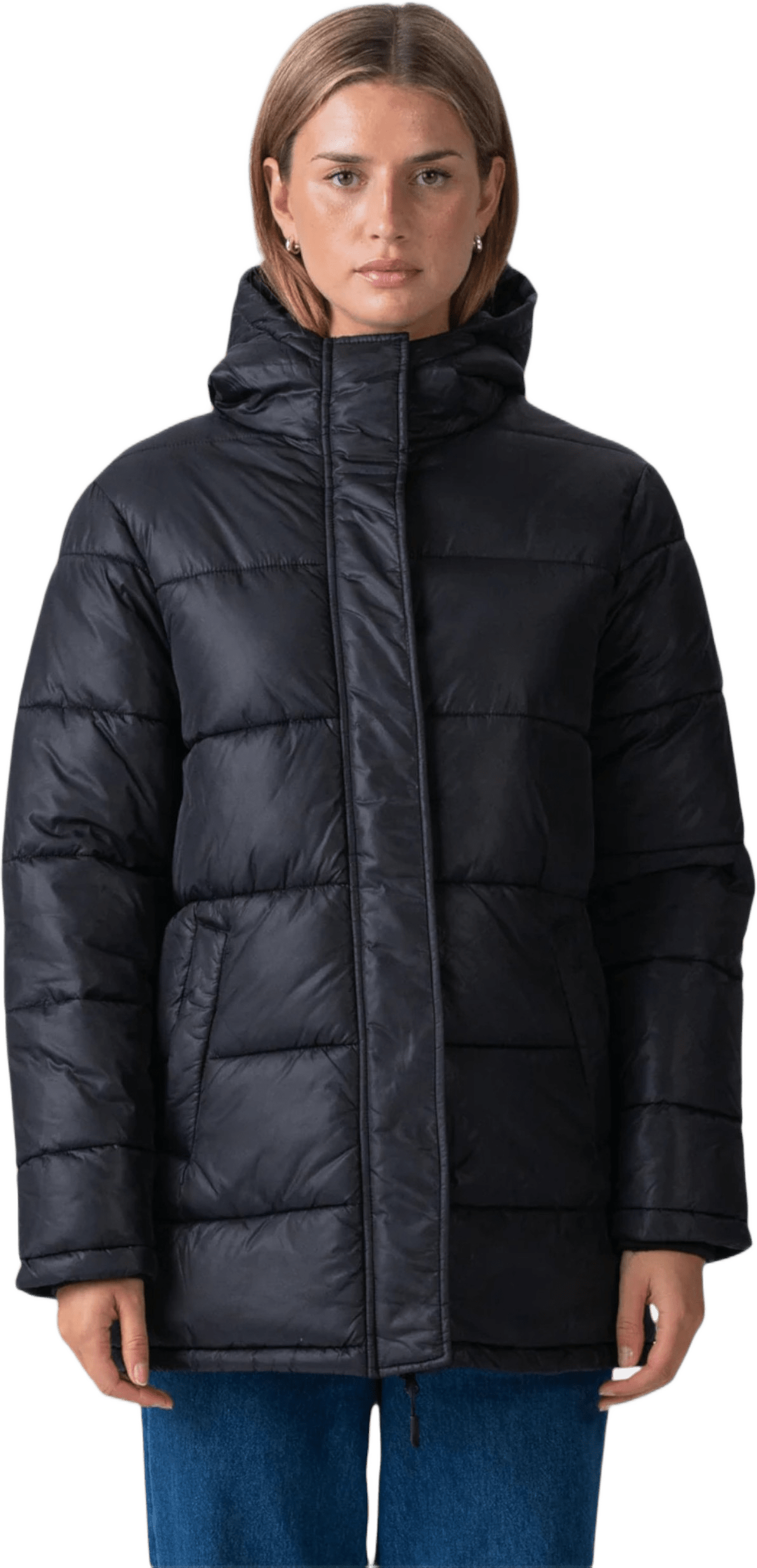 Lång Pufferjacka, från TeeShoppen, i färgen svart.