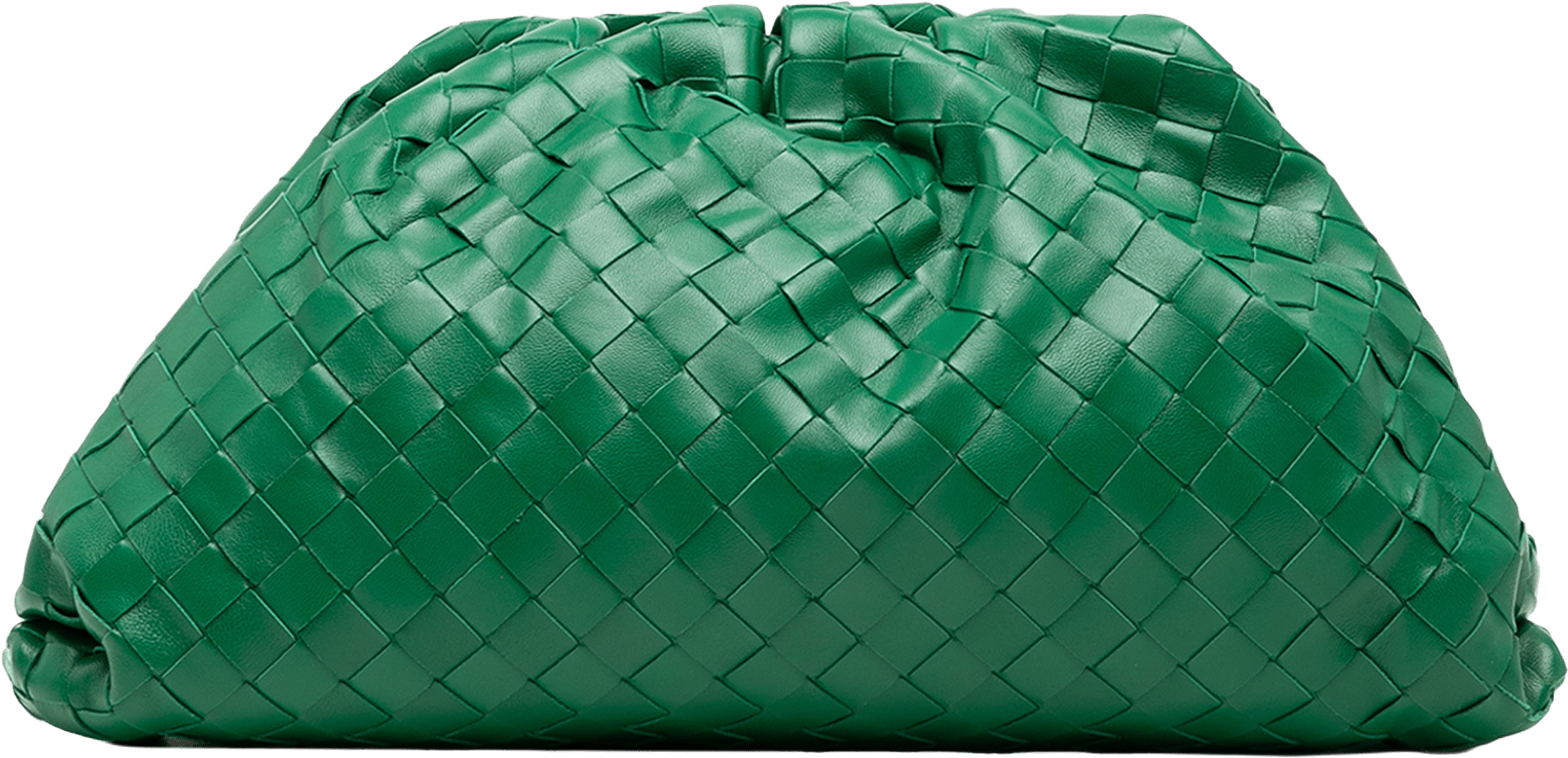 Bottega Veneta Nappa Intrecciato The Pouch, från Luxclusif, i färgen green.
