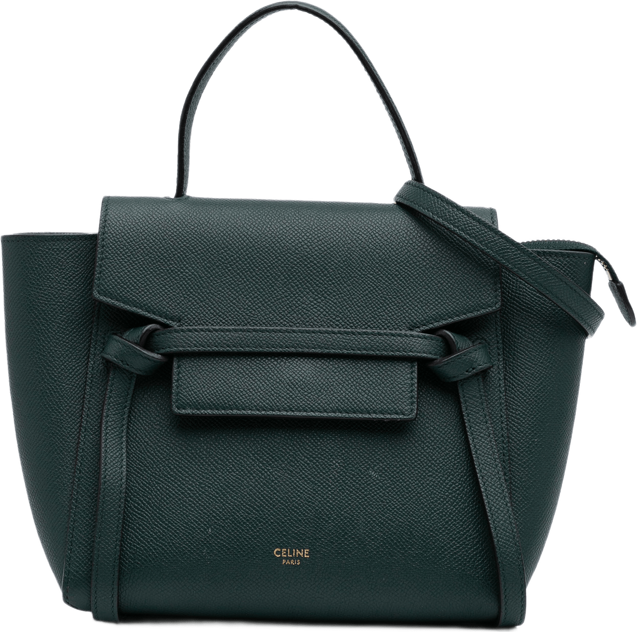 Celine Nano Grained Calfskin Belt Bag, från Luxclusif, i färgen grön.