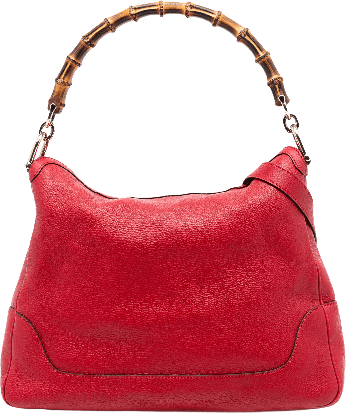Gucci Calfskin Bamboo Diana Satchel, från Luxclusif, i färgen red.