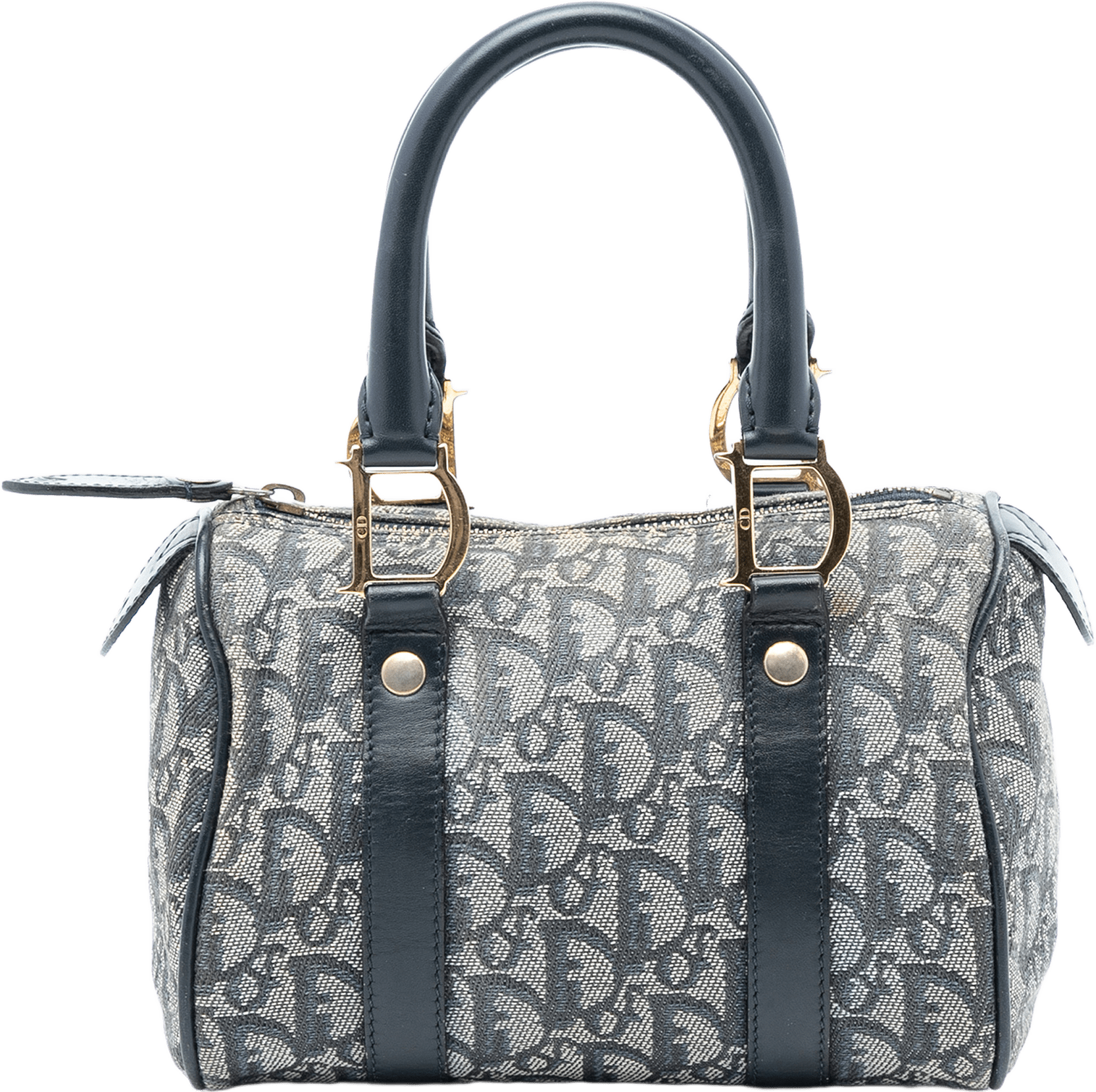 Dior Mini Diorissimo Trotter Canvas Boston Bag, från Luxclusif, i färgen navy.