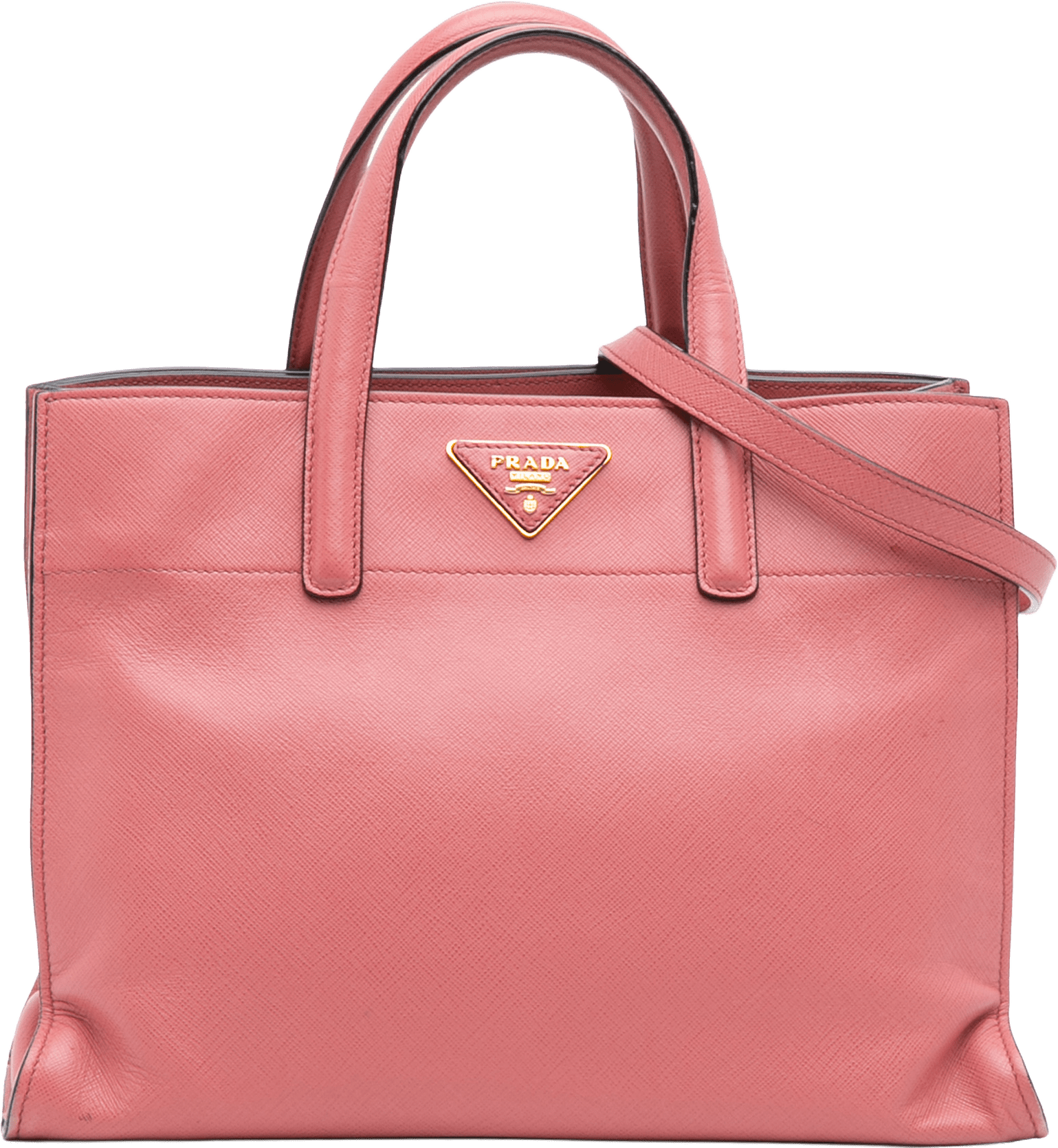 Prada Saffiano Soft Triple Pocket Tote, från Luxclusif, i färgen blush.