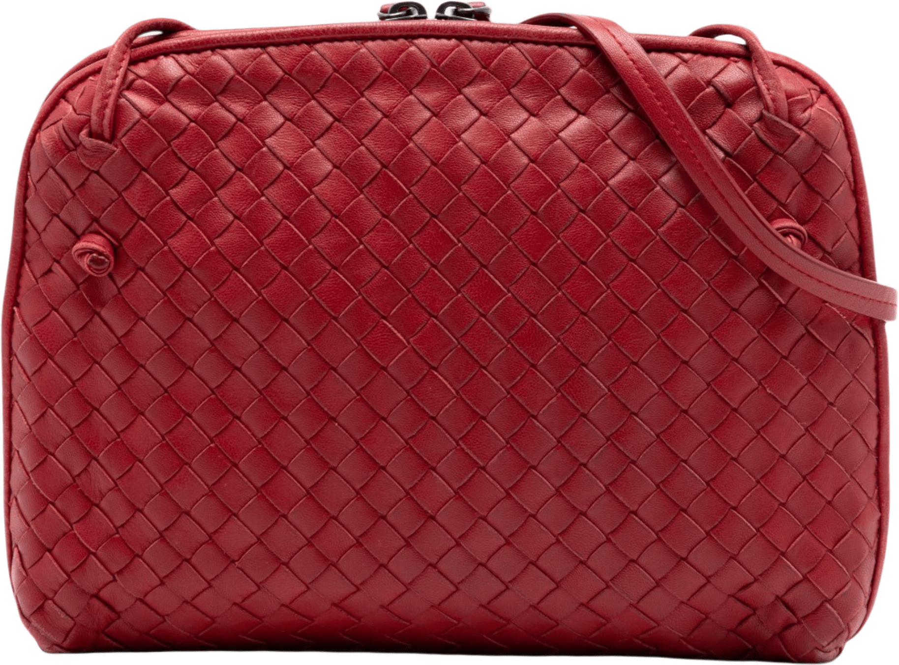 Bottega Veneta Nappa Intrecciato Nodini Crossbody, från Luxclusif, i färgen red.