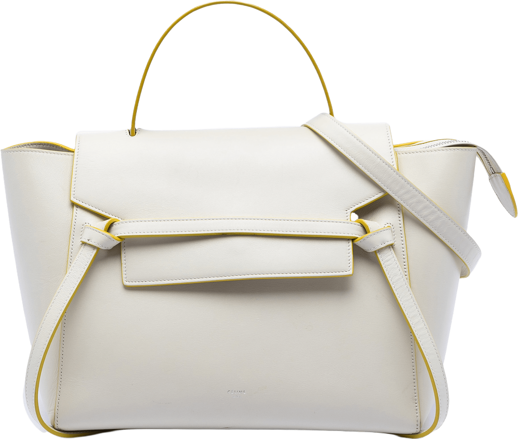 Celine Mini Smooth Calfskin Belt Bag, från Luxclusif, i färgen white.