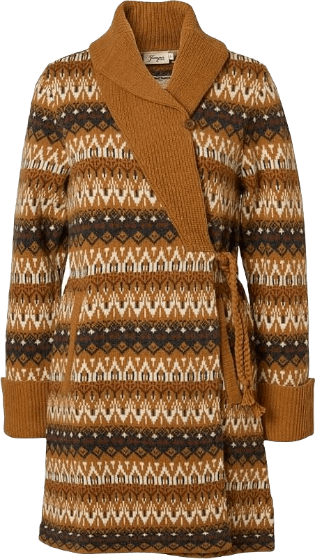 Mönsterstickad Cardigan - Scarlet Mustard