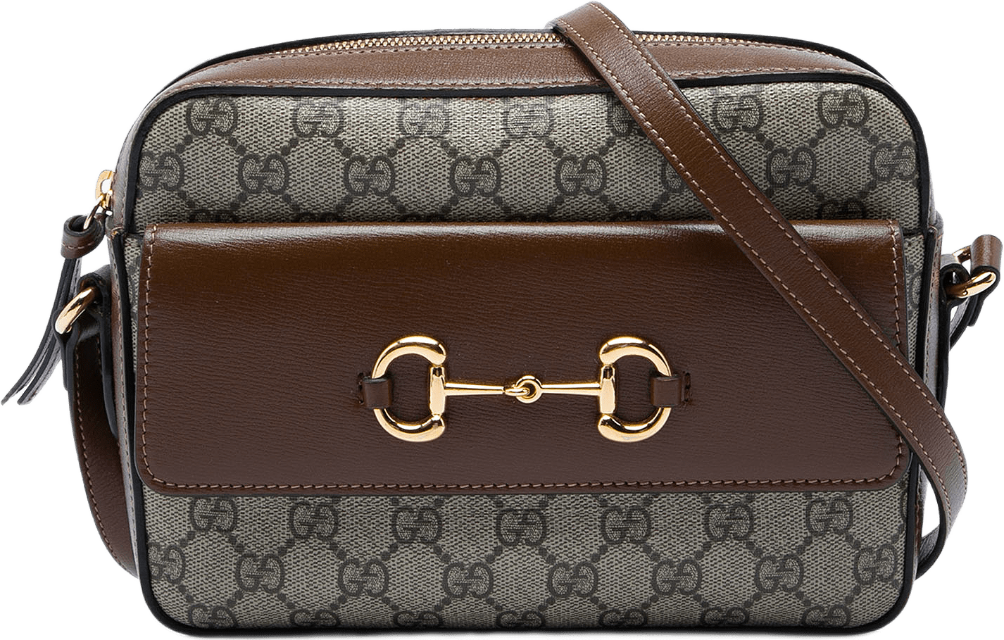 Gucci Small Gg Supreme Horsebit 1955 Crossbody, från Luxclusif, i färgen beige.