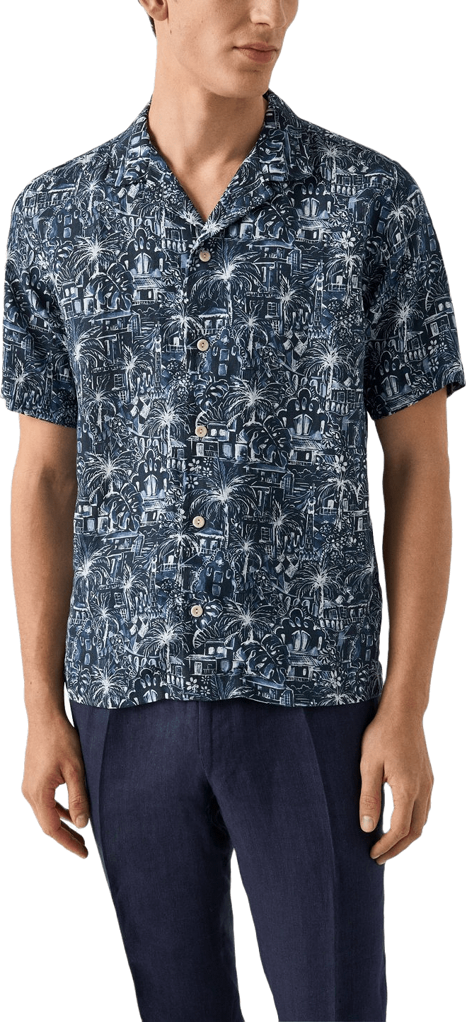 Kortärmad Gauidi Garden Skjorta, från Eton, i färgen dark blue.