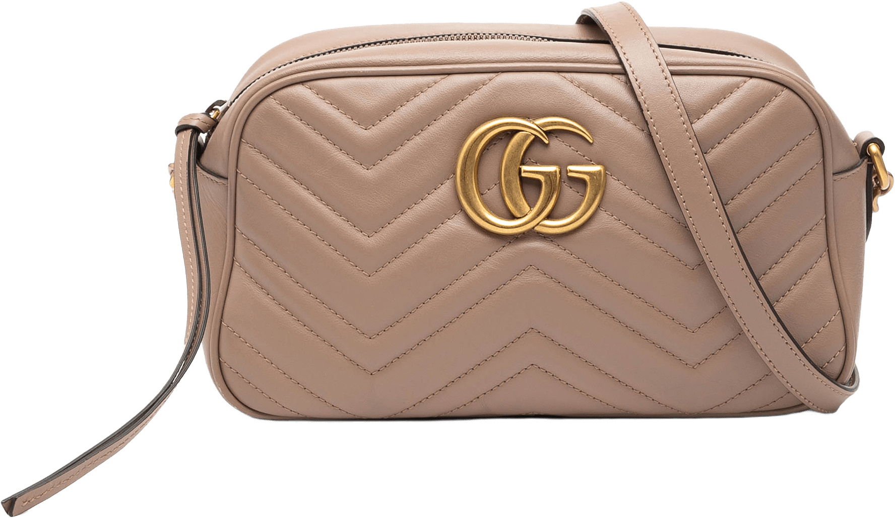 Gucci Small Gg Marmont Matelasse Leather Crossbody, från Luxclusif, i färgen nude.
