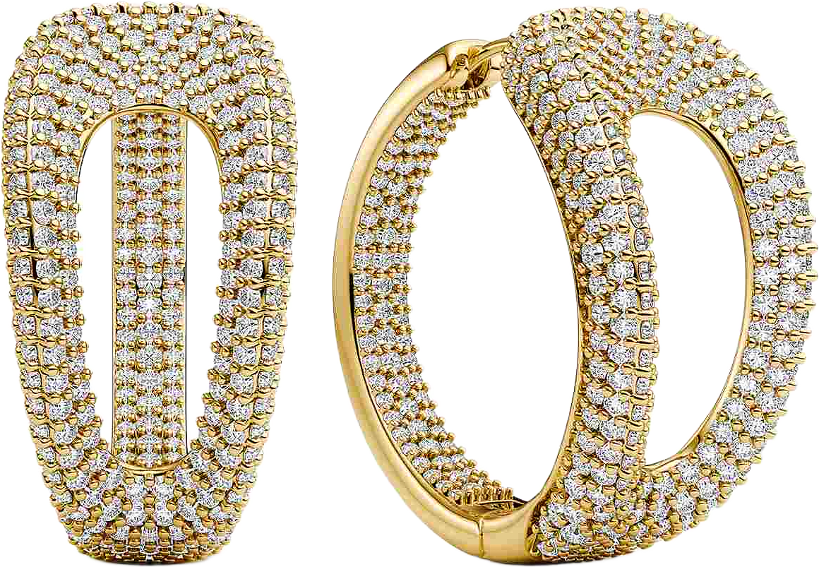 Borsa Creolo Grande Earrings, från Sif Jakobs Jewellery, i färgen gold/white zirkonia.