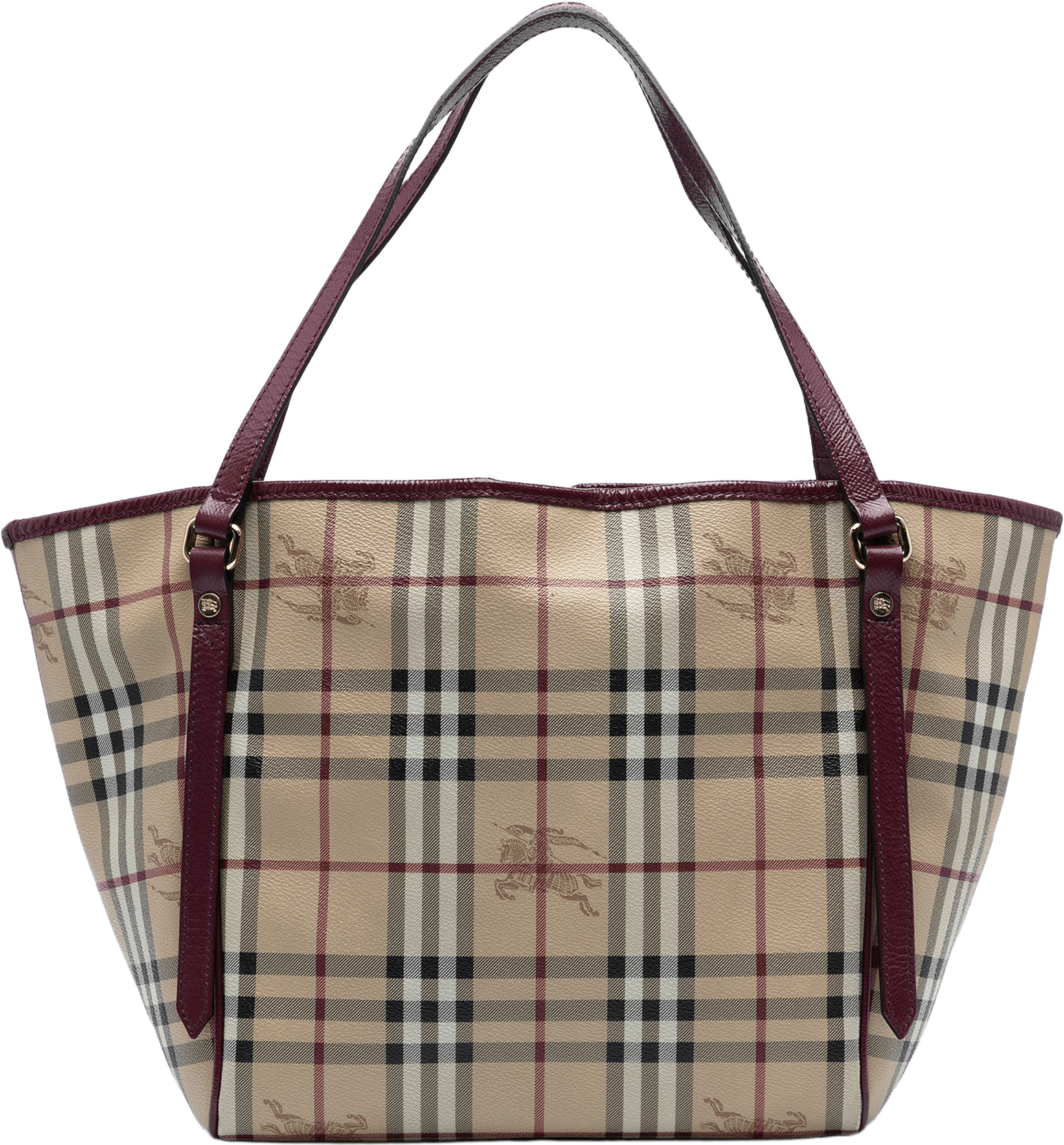 Burberry Small Haymarket Check Coated Canvas Canterbury Tote, från Luxclusif, i färgen beige.