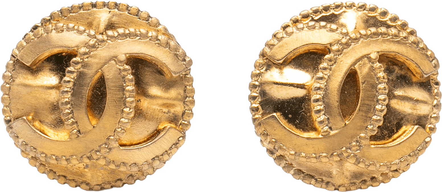Chanel Cc Gold Plated Round Clip On Earrings, från Luxclusif, i färgen gold.