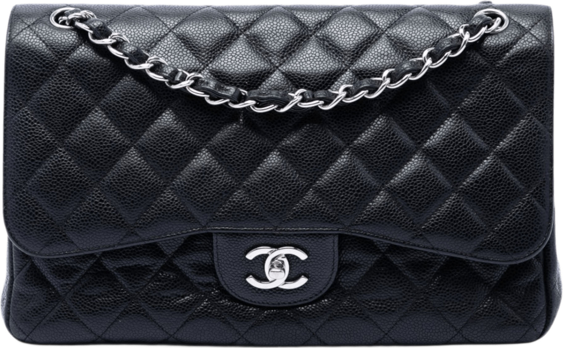 Chanel Jumbo Classic Caviar Double Flap, från Luxclusif, i färgen svart.