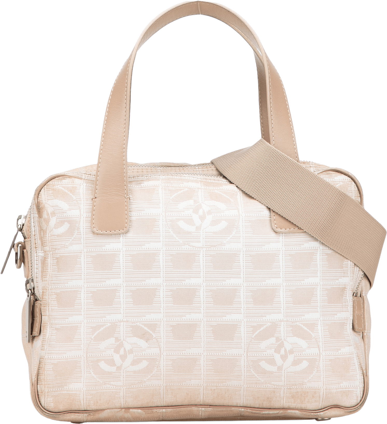 Chanel New Travel Line Nylon Satchel, från Luxclusif, i färgen beige.