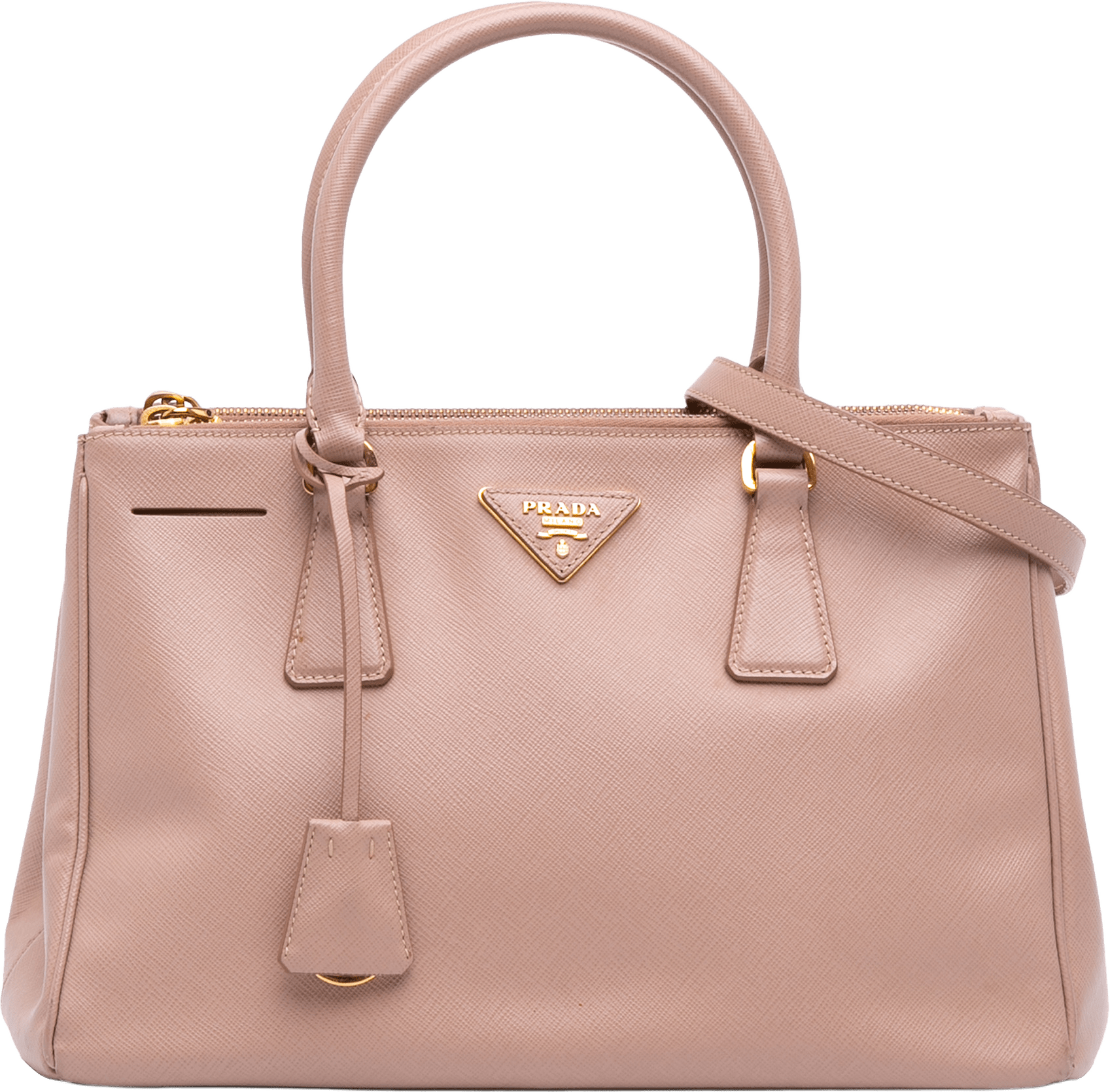Prada Large Saffiano Lux Galleria Double Zip Satchel, från Luxclusif, i färgen pink.