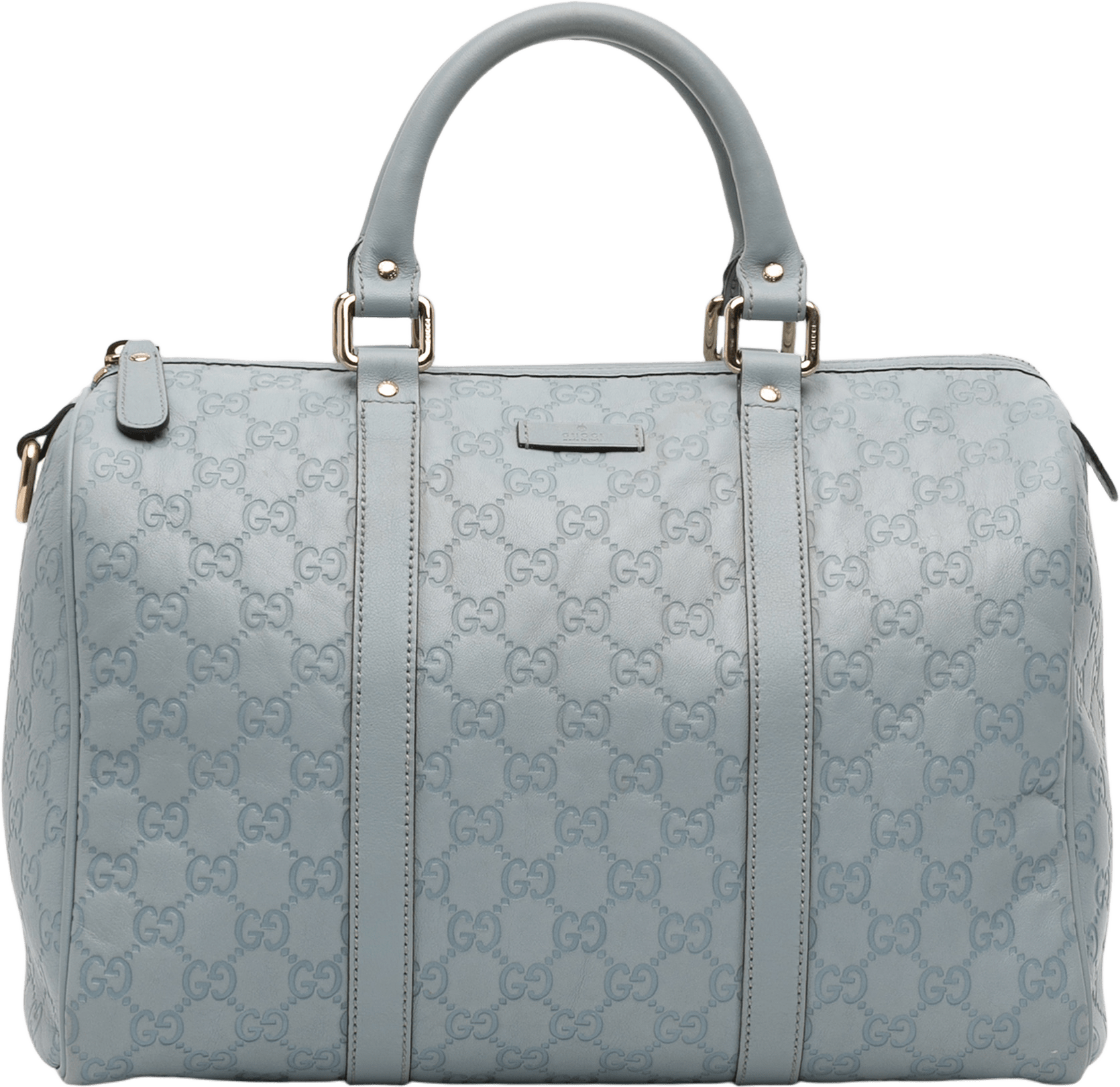 Gucci Medium Guccissima Joy Boston Bag, från Luxclusif, i färgen light blue.