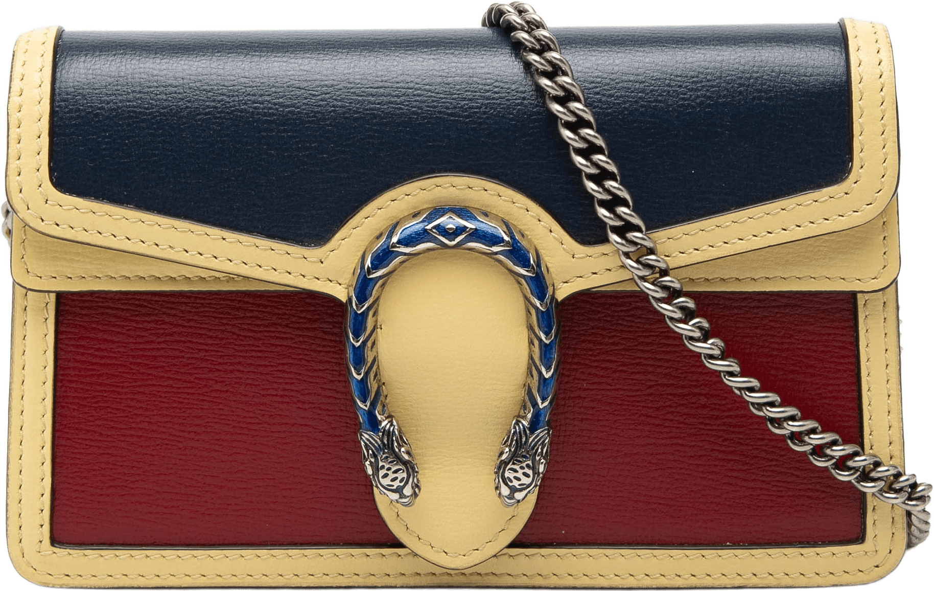 Gucci Mini Tricolor Leather Dionysus Crossbody, från Luxclusif, i färgen navy.