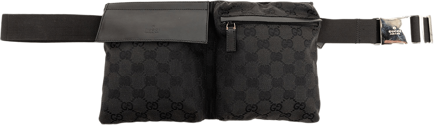 Gucci Gg Canvas Double Pocket Belt Bag, från Luxclusif, i färgen black.
