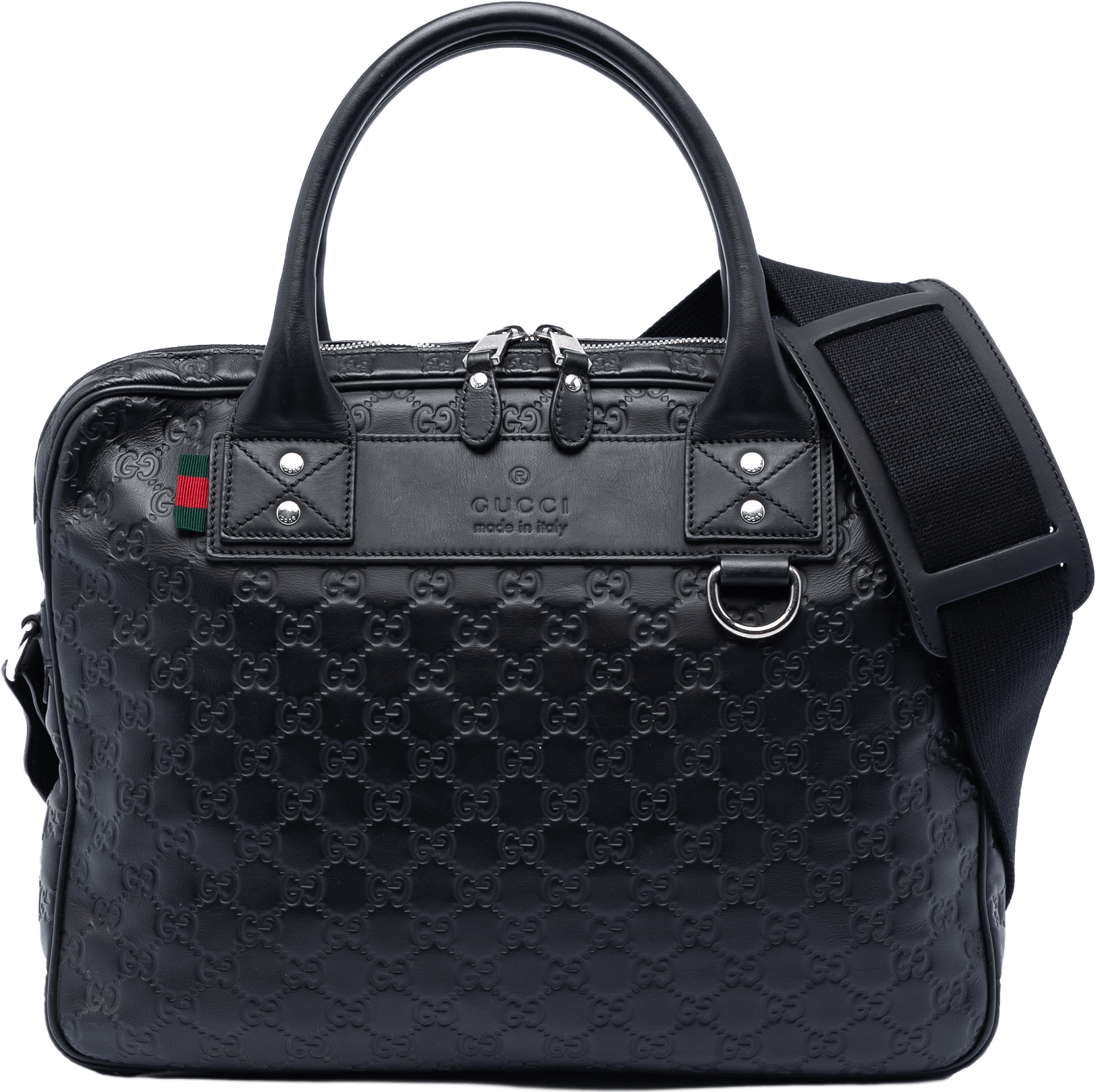 Gucci Guccissima Web Business Bag, från Luxclusif, i färgen black.