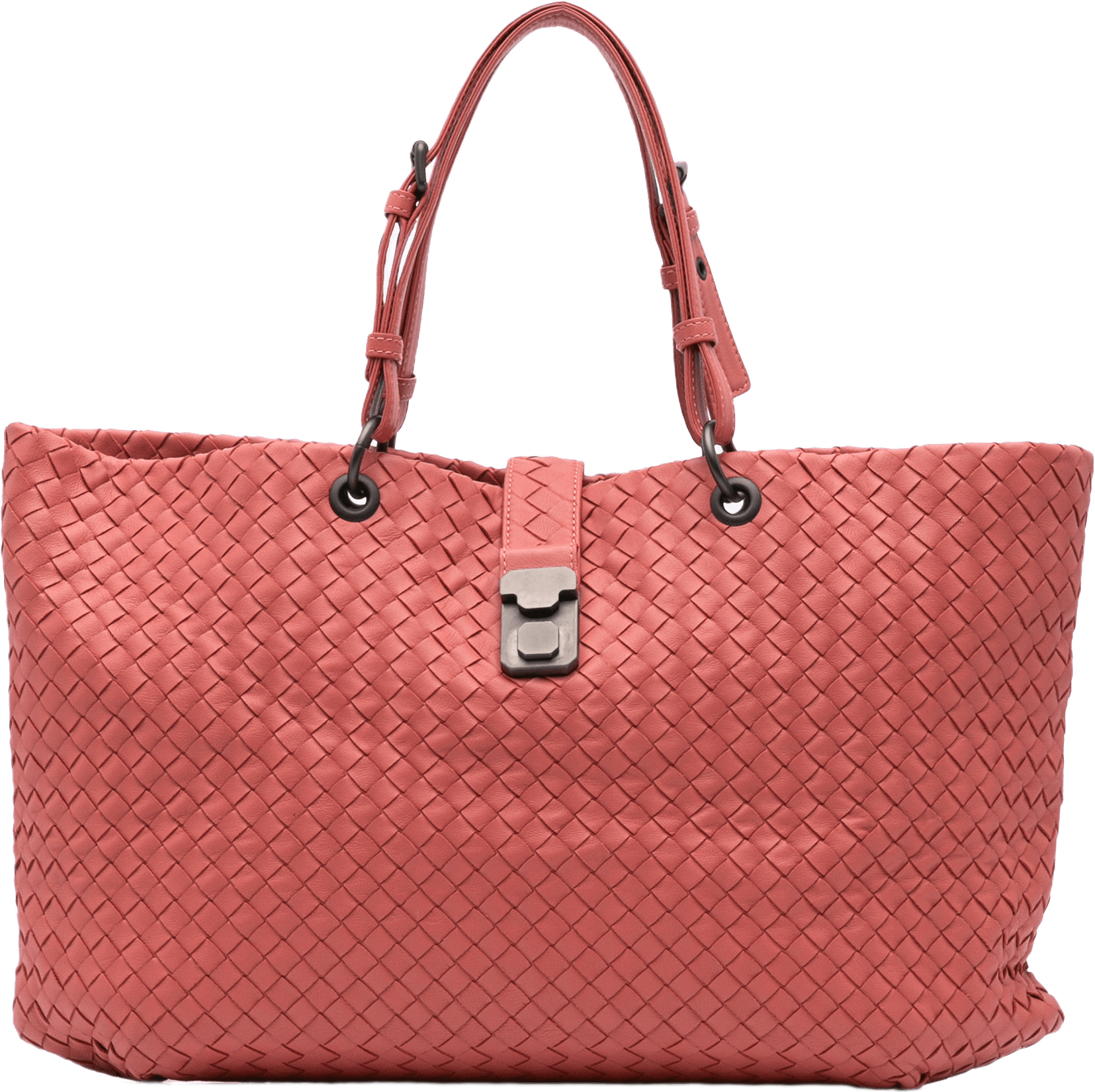 Bottega Veneta Medium Nappa Intrecciato Capri Tote, från Luxclusif, i färgen indian red.