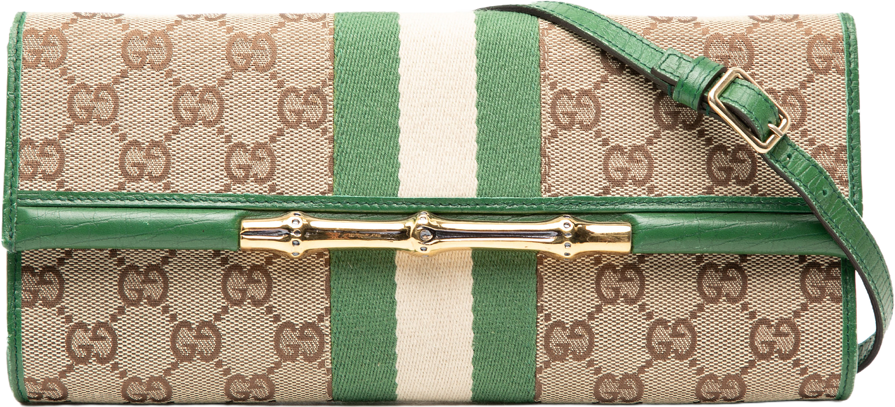 Gucci Gg Canvas Web Bamboo Bar Crossbody, från Luxclusif, i färgen beige.