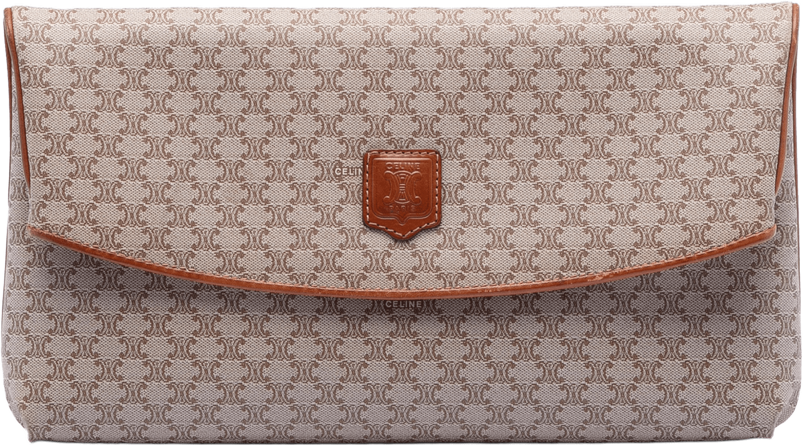 Celine Macadam Coated Canvas Clutch, från Luxclusif, i färgen beige.