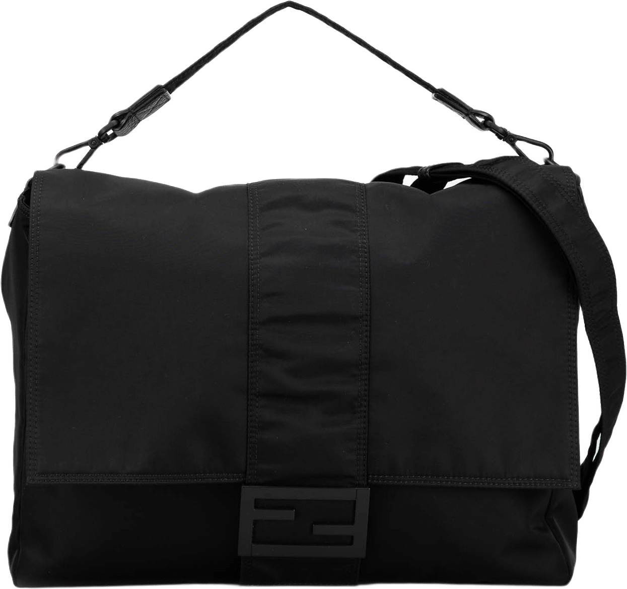 Fendi Nylon Baguette Messenger Bag, från Luxclusif, i färgen black.