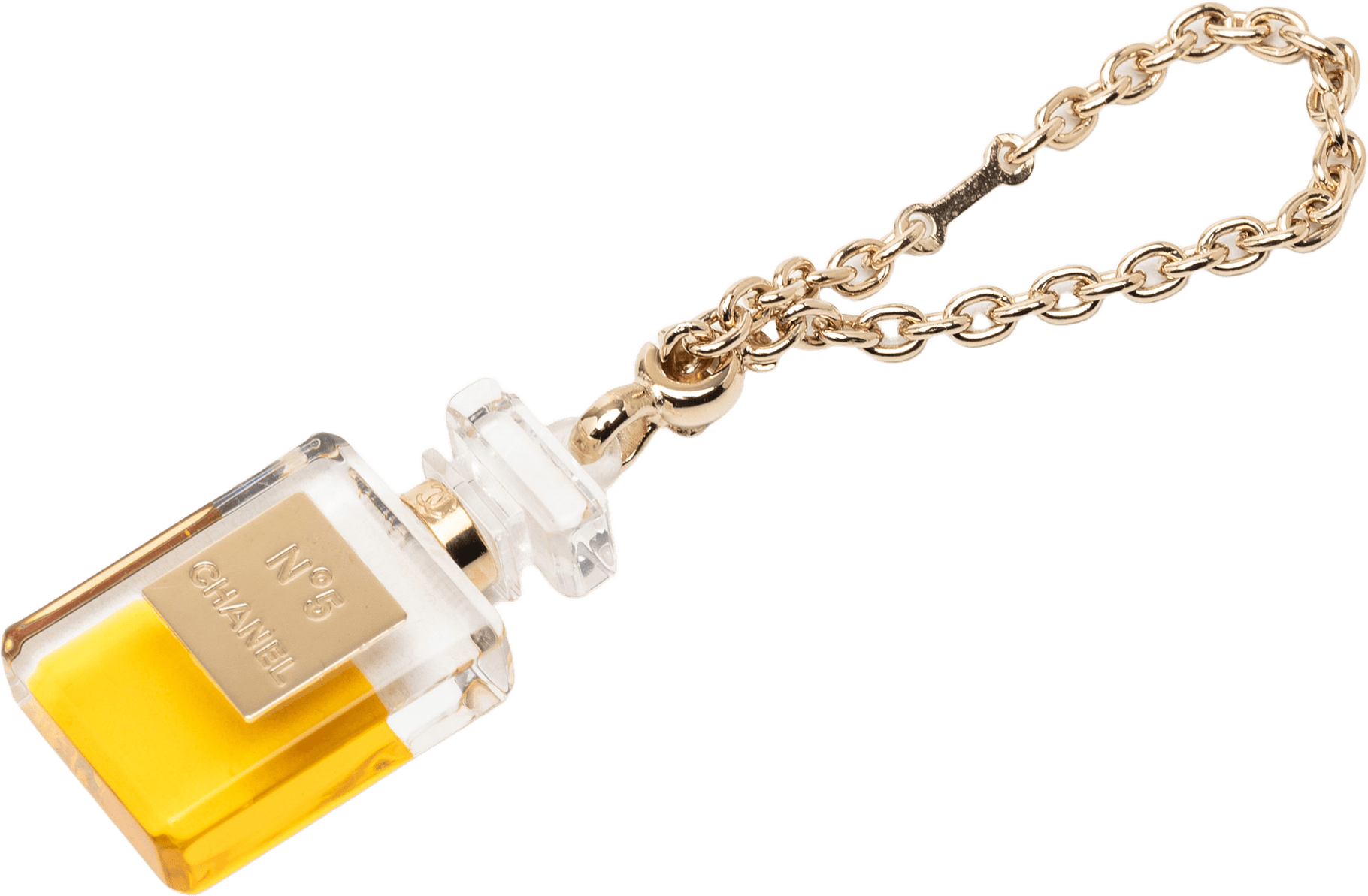Chanel Resin No 5 Perfume Bottle Bag Charm, från Luxclusif, i färgen gold.