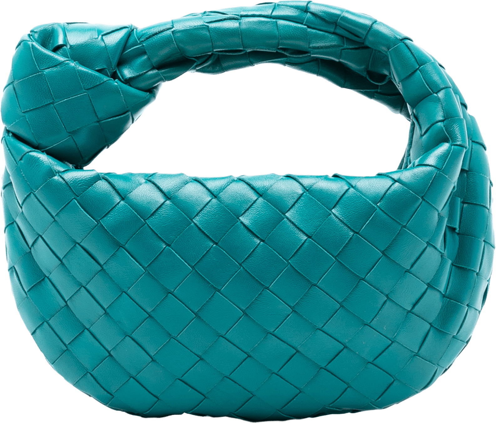 Bottega Veneta Mini Nappa Intrecciato Jodie, från Luxclusif, i färgen turquoise.