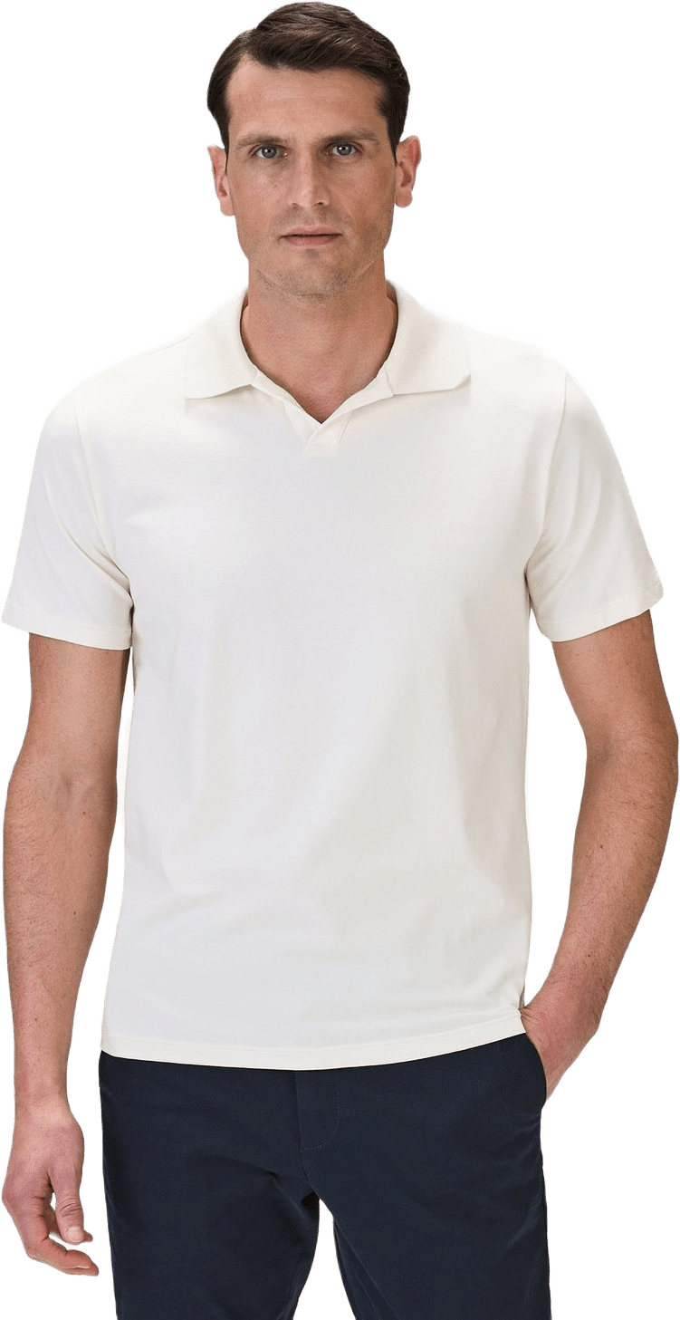 Cotton Fitted Stretch S/s Open Collar Polo Shirt