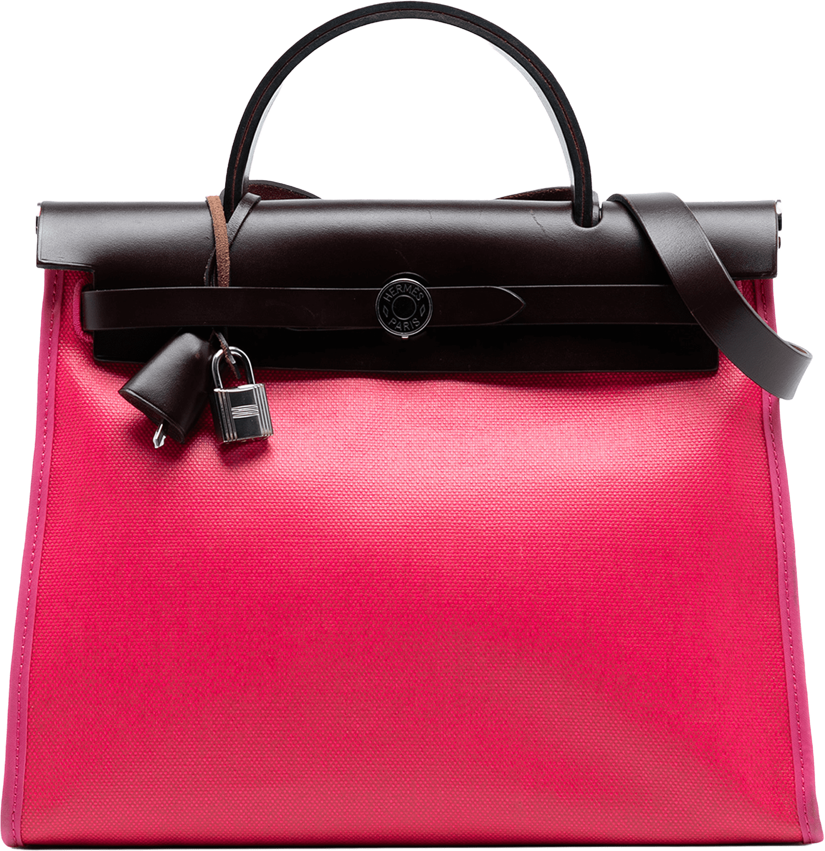 Hermès Toile H Berline Herbag Zip 31, från Luxclusif, i färgen dark pink.