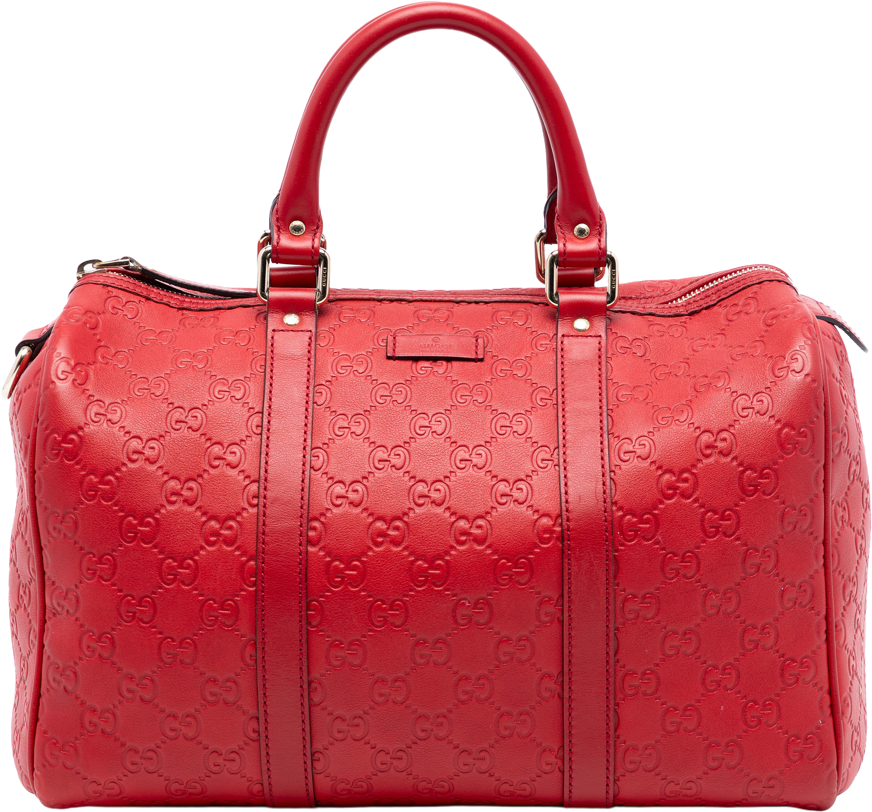Gucci Medium Guccissima Joy Boston Bag, från Luxclusif, i färgen red.