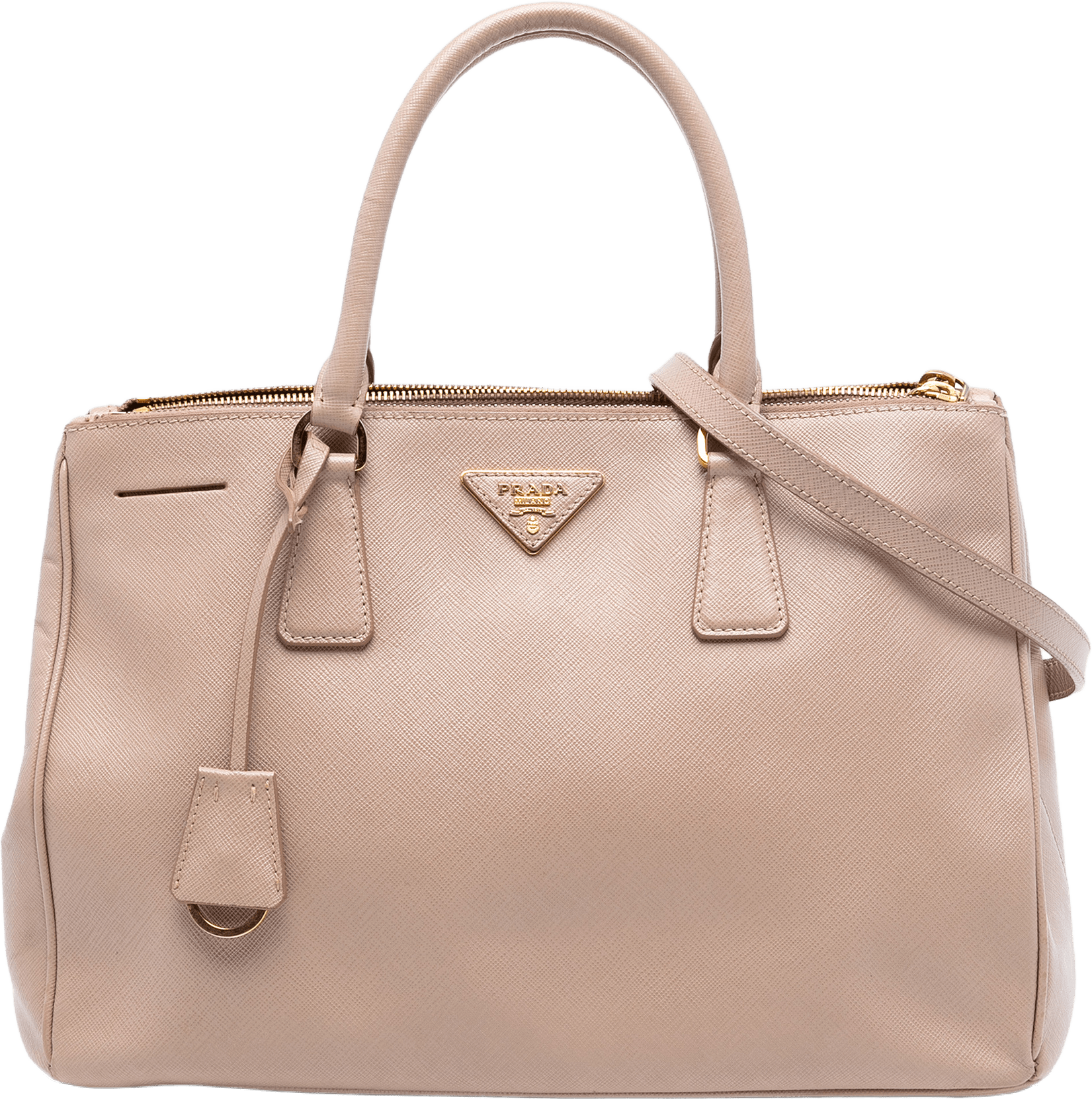 Prada Medium Saffiano Lux Galleria Double Zip Tote, från Luxclusif, i färgen light pink.