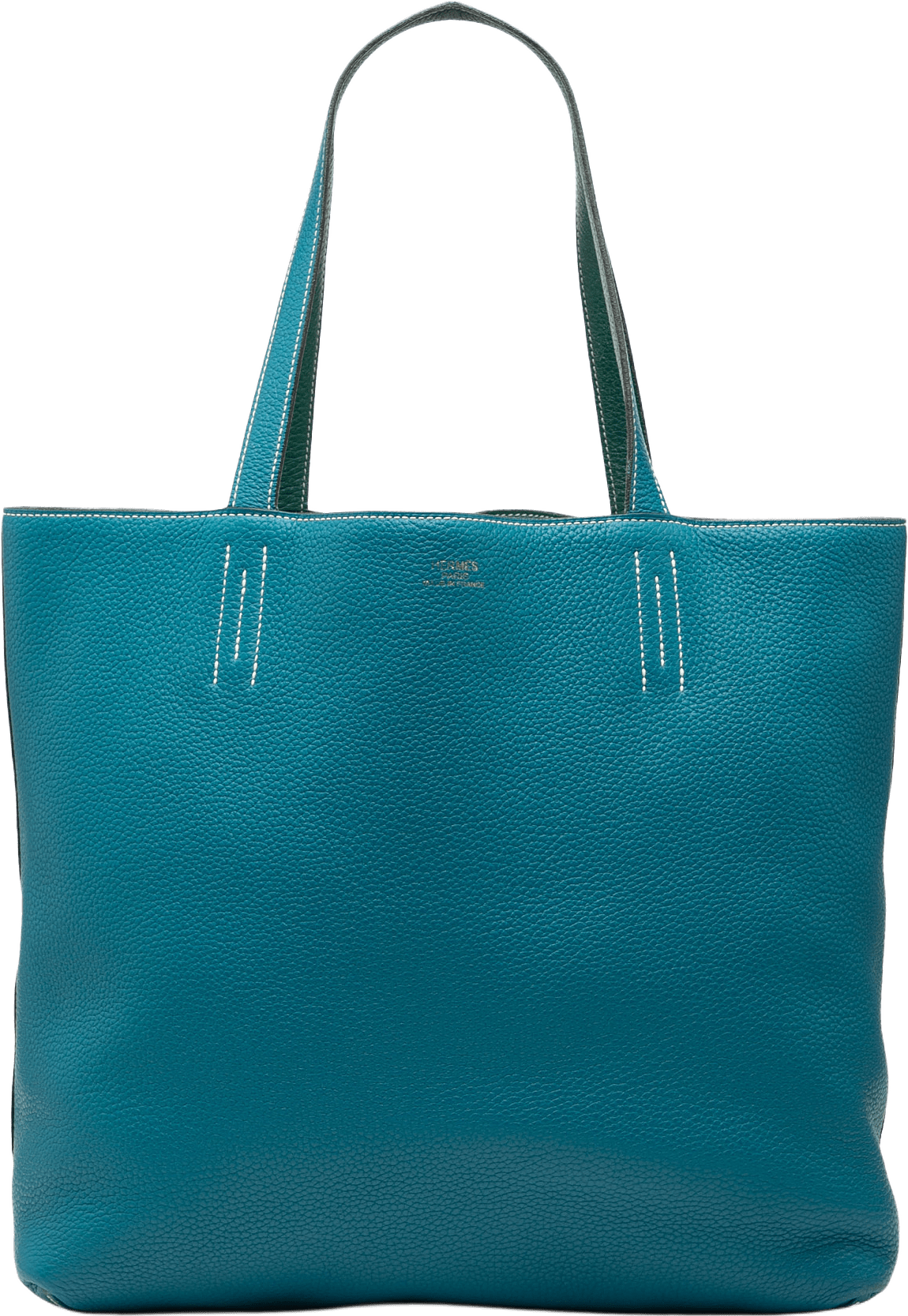 Hermès Clemence Double Sens 45, från Luxclusif, i färgen peacock.