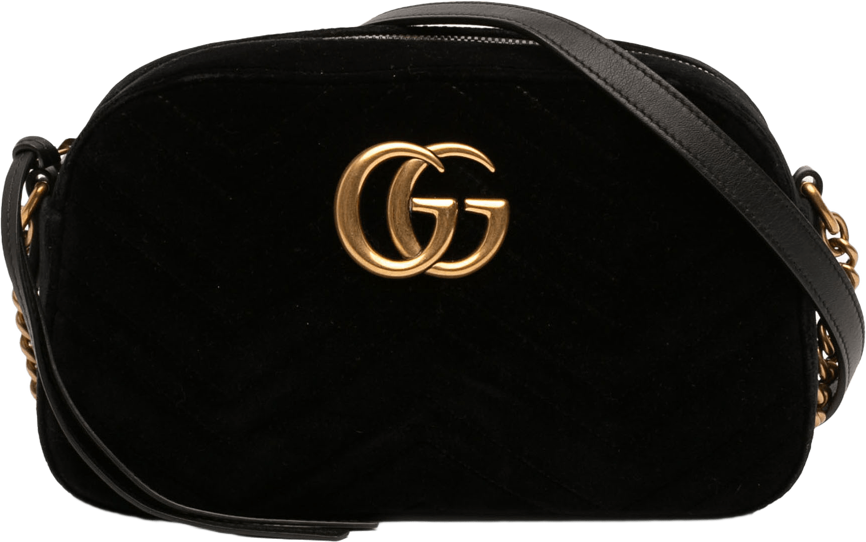 Gucci Small Gg Marmont Matelasse Velvet Crossbody, från Luxclusif, i färgen black.