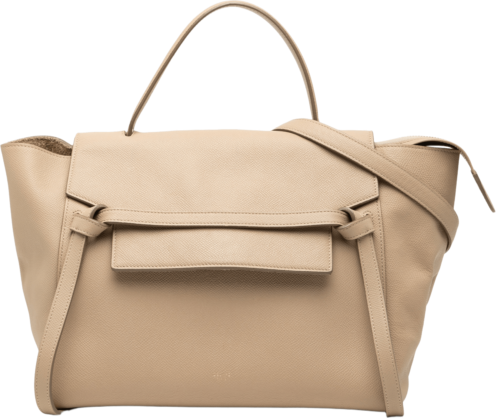 Celine Mini Grained Calfskin Belt Bag, från Luxclusif, i färgen beige.